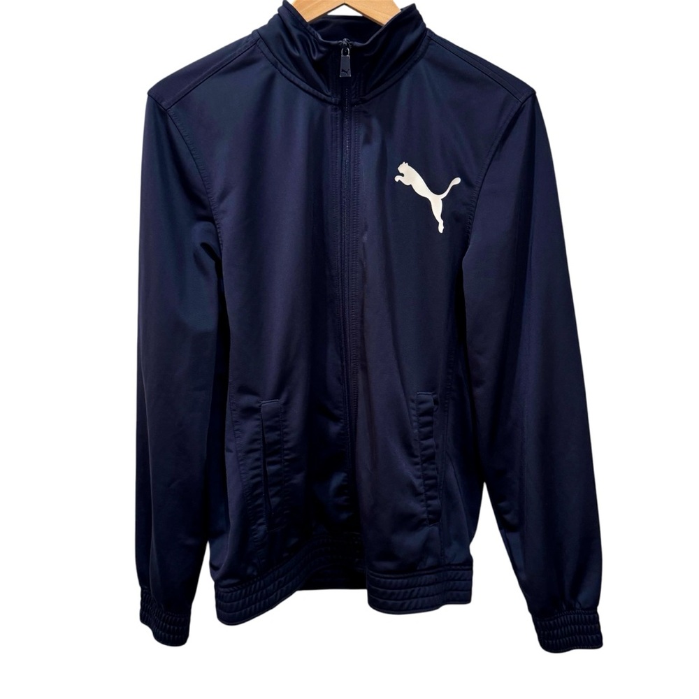 Puma, track jacket, dark, navy blue size medium men’s.